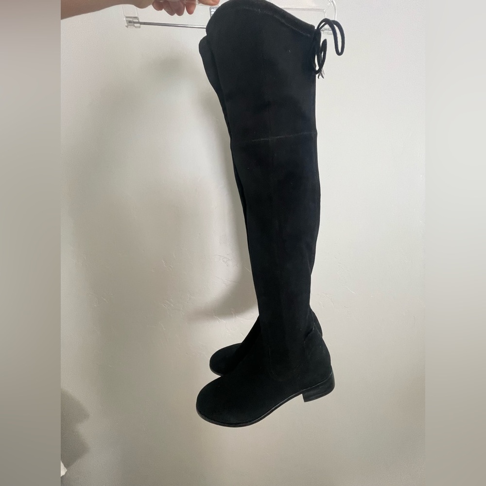 Over the knee black boots - suede